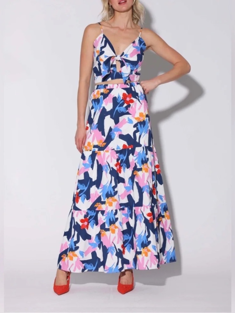Walter Baker Bonita Floral Print Multicolor Maxi Skirt and Matching Top SZ S NWT
